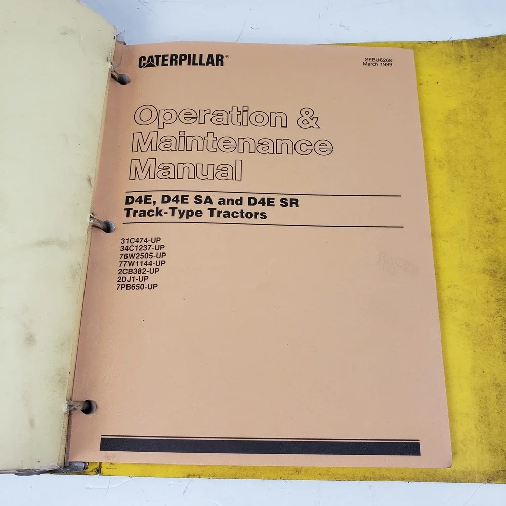 Caterpillar D4E Tractor Service Manual 3304 Engine Operation Maintenance Binder